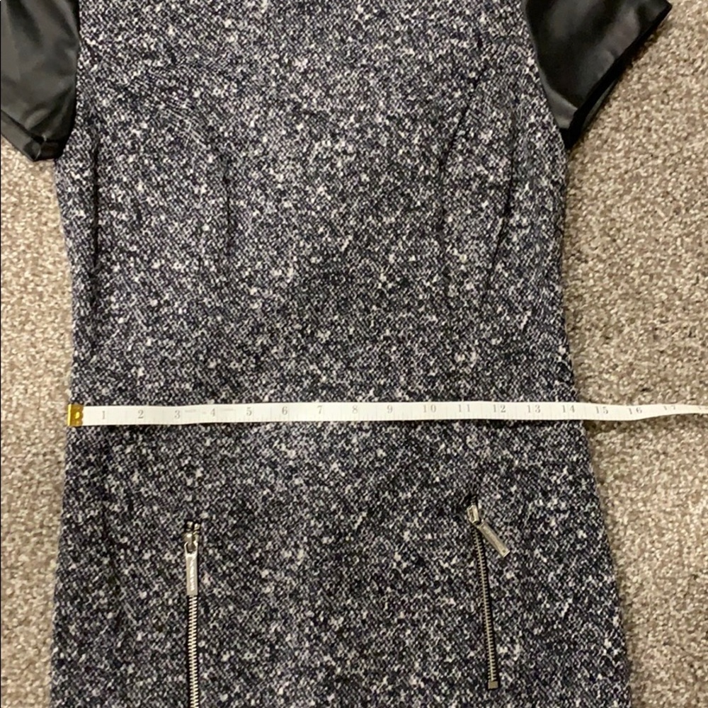 MICHAEL KORS Leather Sleeve Tweed Dress Size 2 - Picture 10 of 10